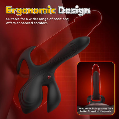 Dual Penis Ring Male Delay Erection Rose Clitoral Stimulator G Spot Vibrator with 10 Modes