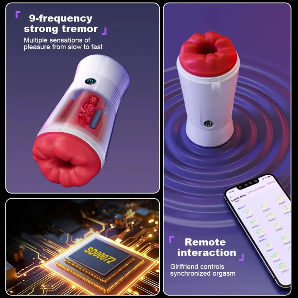 App-controlled Realistic Masturbator Blowjob Machine with 9 Vibration Modes