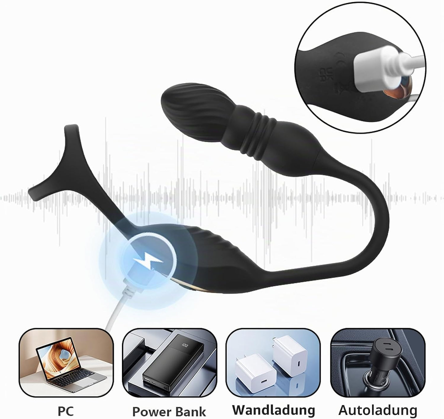 4 IN 1 Anal Vibrator Dildo Penis Ring Prostate Stimulator with 9 Vibration Modes