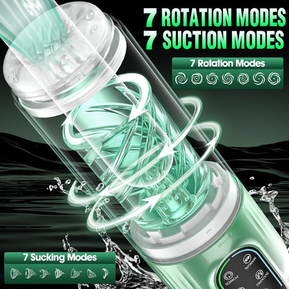 Automatic Masturbator Penis Pump Blowjob Sex Machine with 7 Sucking Thrusting Rotating & 7 Licking Modes