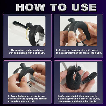3 IN 1 Cock Ring Penis Trainer Vibrator Massager with 7 Powerful Vibration Modes