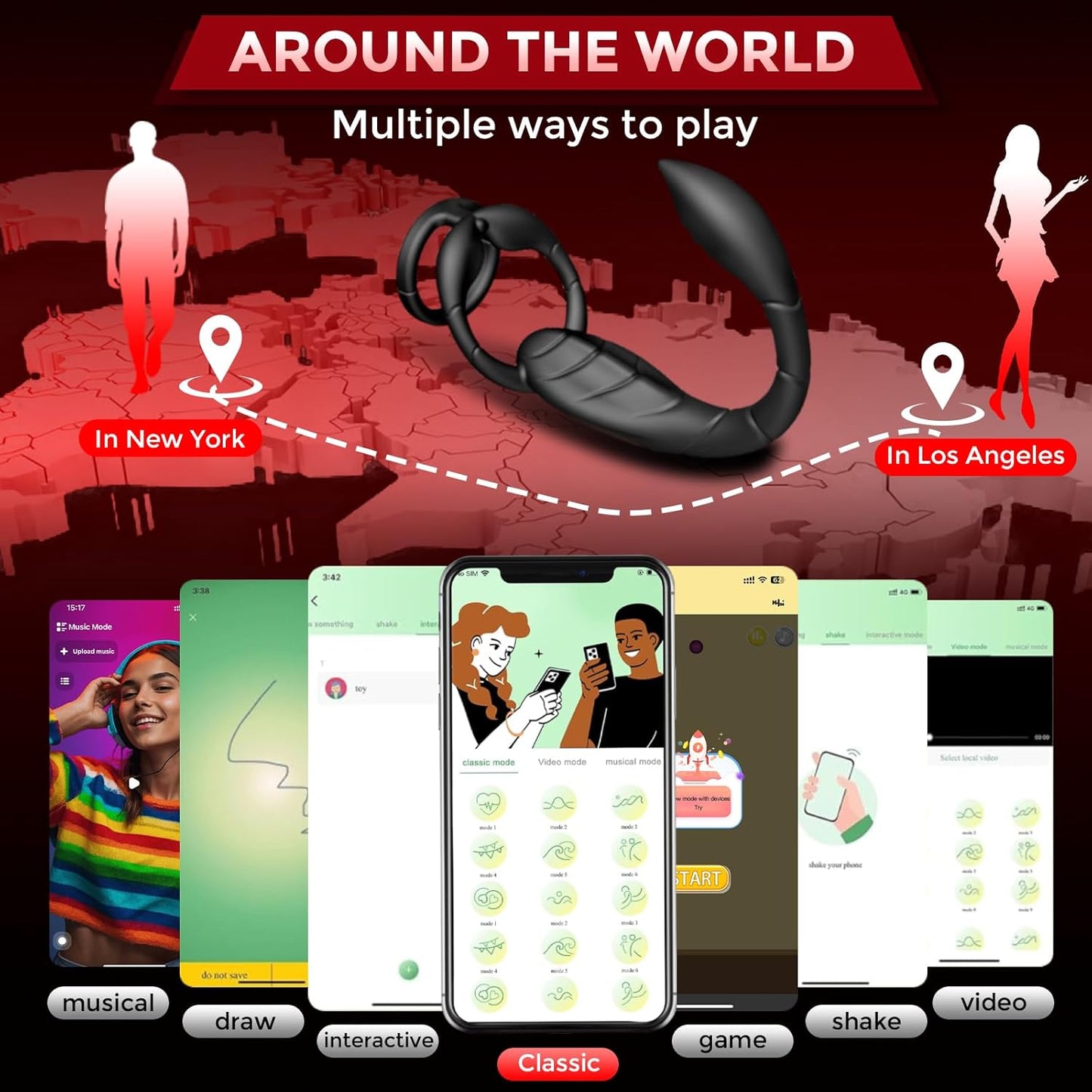 3 IN 1 Cock Ring Prostate Massager Anal Vibrator with 9 Powerful Vibration Modes