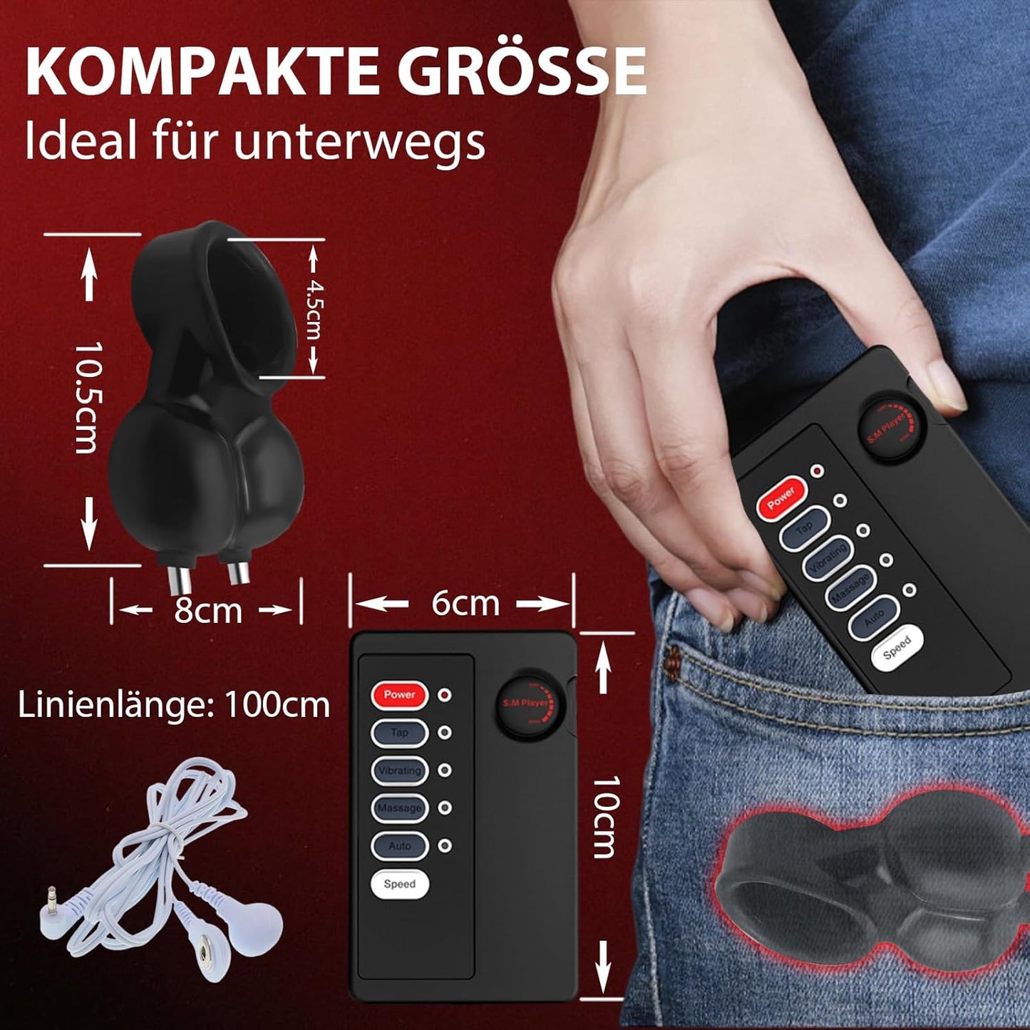 BDSM Testicle Wearable Cage Penis Trainer Sleeve with 9 Intensity Levels & 4 Modes