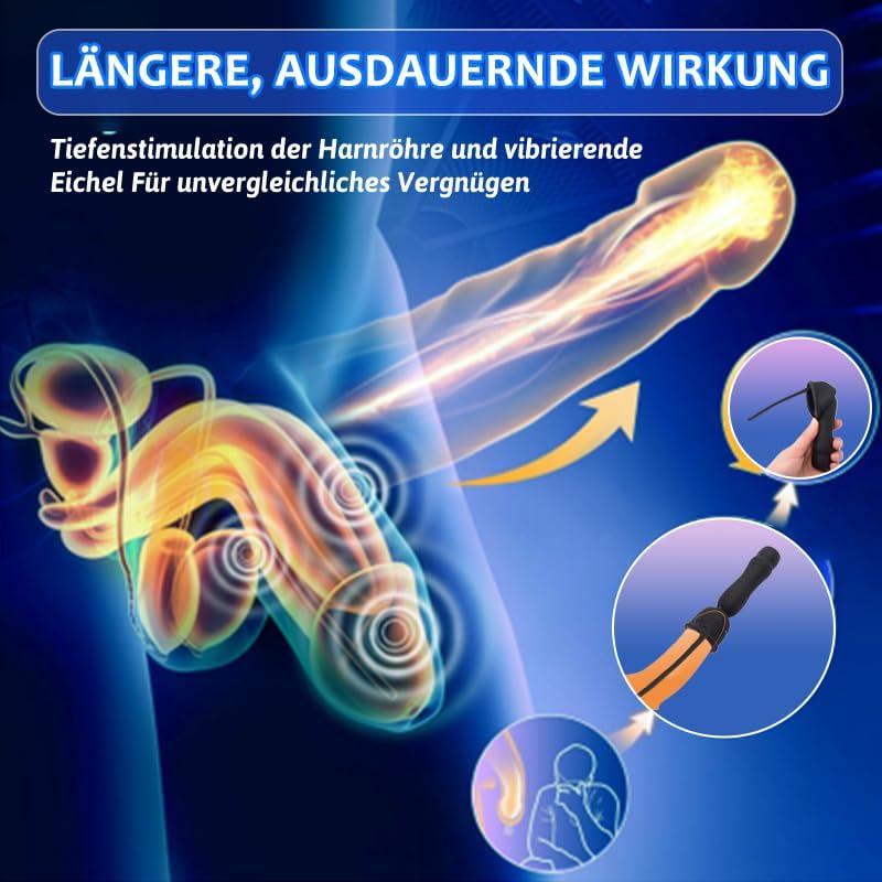 Urethral Vibrator Dilator Penis Trainer Plug Stimulator with 16 Vibration Modes