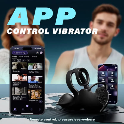 3 IN 1 Penis Trainer Vibrator Cock Ring Massager with 10 Vibration Modes