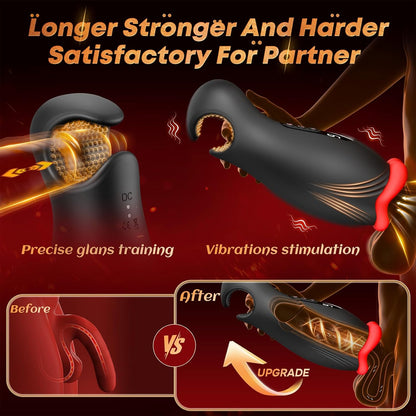 360°Stimulation Stroker Blowjob Sex Machine Masturbator with 4 Squeeze & 9 Vibrating Modes