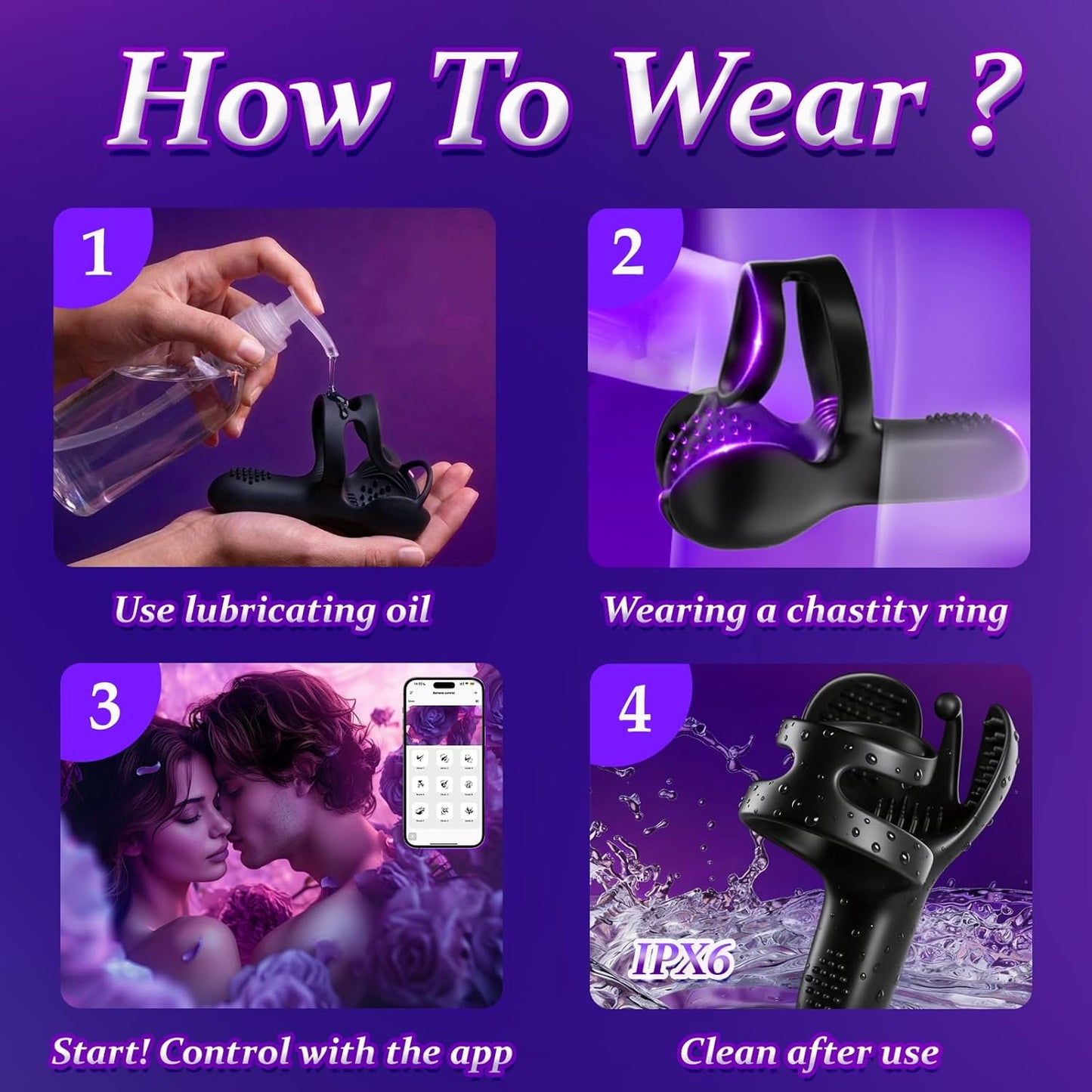 Multizone Stimulation Testicle Stimulator Penis Trainer Cock Ring with 10 Vibration Modes