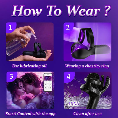 Multizone Stimulation Testicle Stimulator Penis Trainer Cock Ring with 10 Vibration Modes