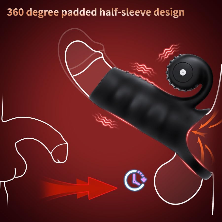 360° Resonance Double Locking Penis Trainer Vibrator Cock Ring with 10 Vibration Modes