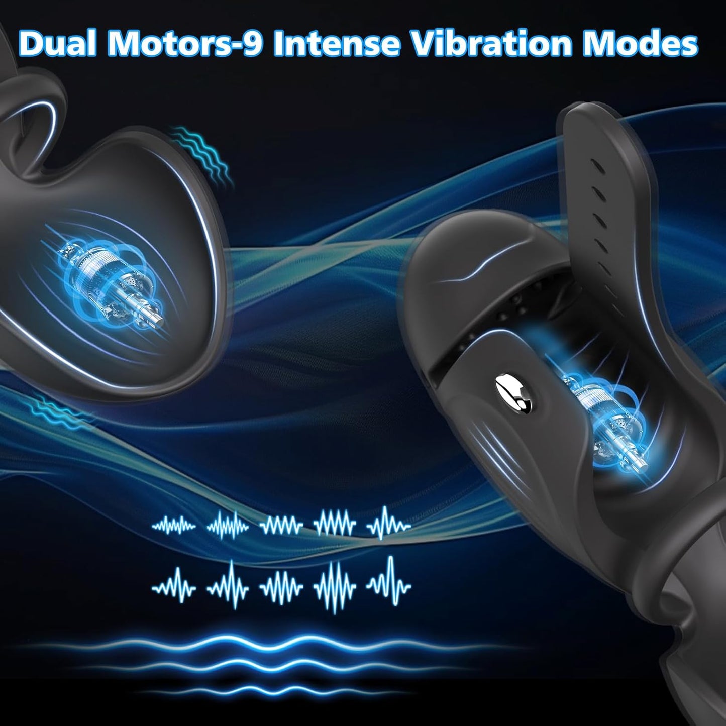 4 IN 1 Adjustable Penis Vibrator Trainer Masturbator Stroker with 2 Motors & 9 Vibrations