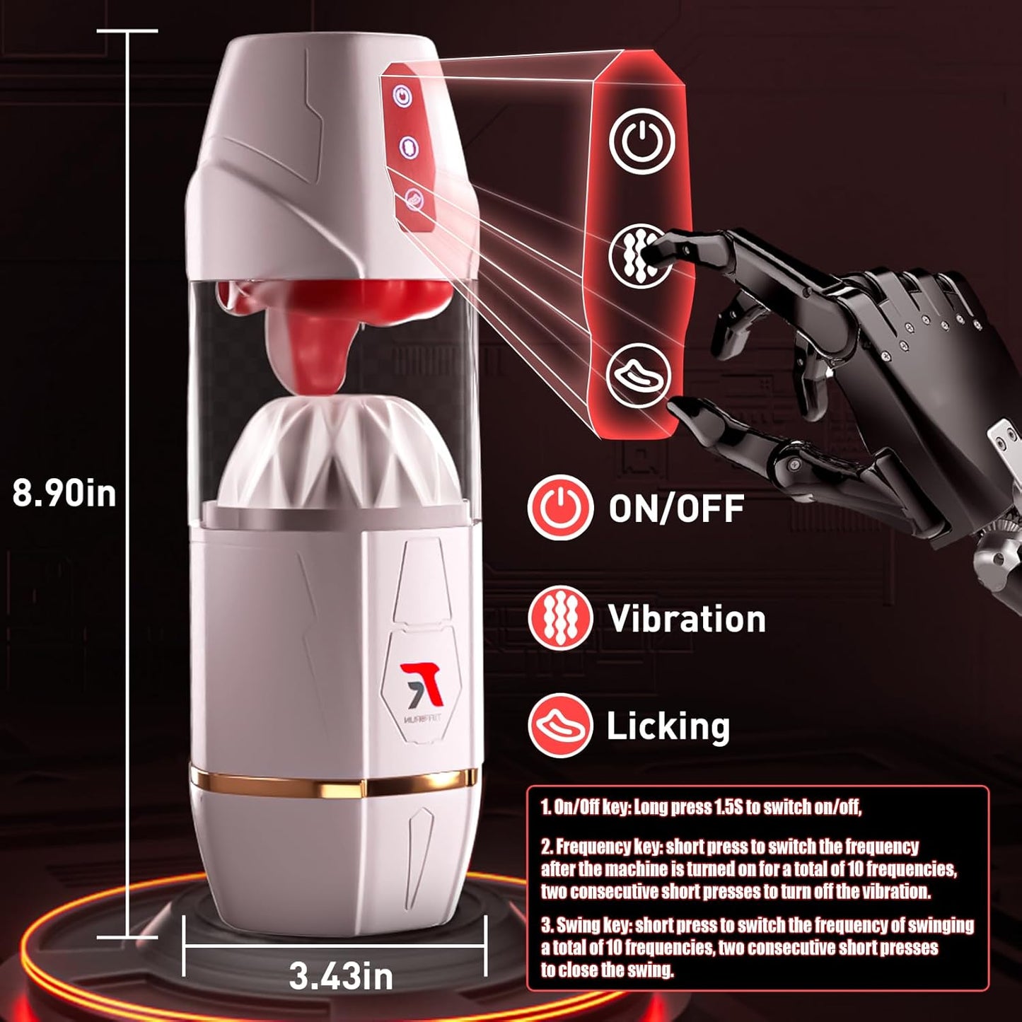 Automatic Masturbator Penis Pump Blowjob with 10 Suction & 10 Tongue Licking Modes