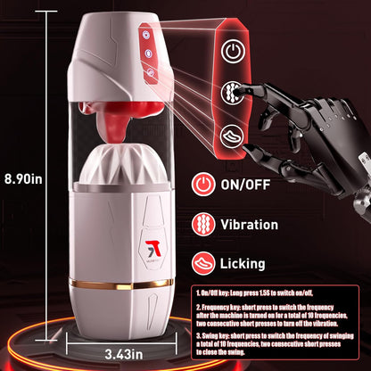 Automatic Masturbator Penis Pump Blowjob with 10 Suction & 10 Tongue Licking Modes