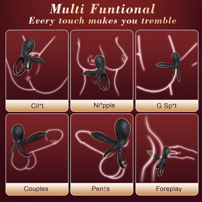Octopus-Shaped Cockring Penis Sleeve G Spot & Penis Stimulatior with 10 Vibration Modes