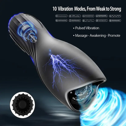 Penis Vibrator Glans Trainer Masturbator with 10 Vibrating & 5 Tongue Licking Modes
