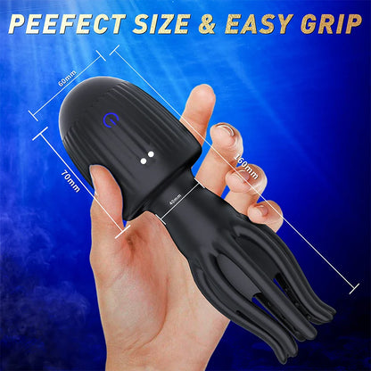 Glans Vibrator Penis Testicular Massage Trainer Masturbator with 10 Frequency & Expansion & Vibrations