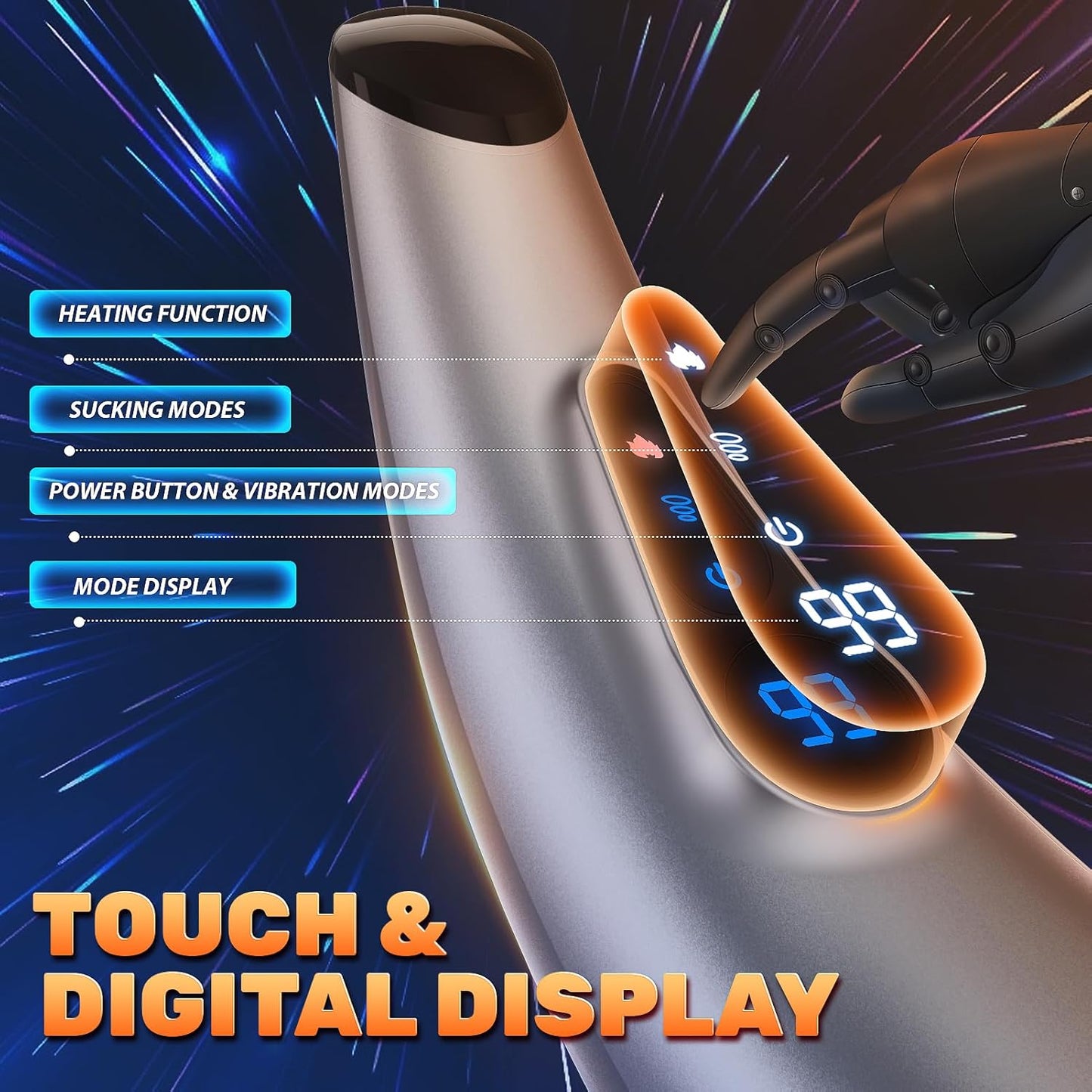 LCD Display Automatic Masturbator Blowjob with 9 Sucking & 9 Vibrating