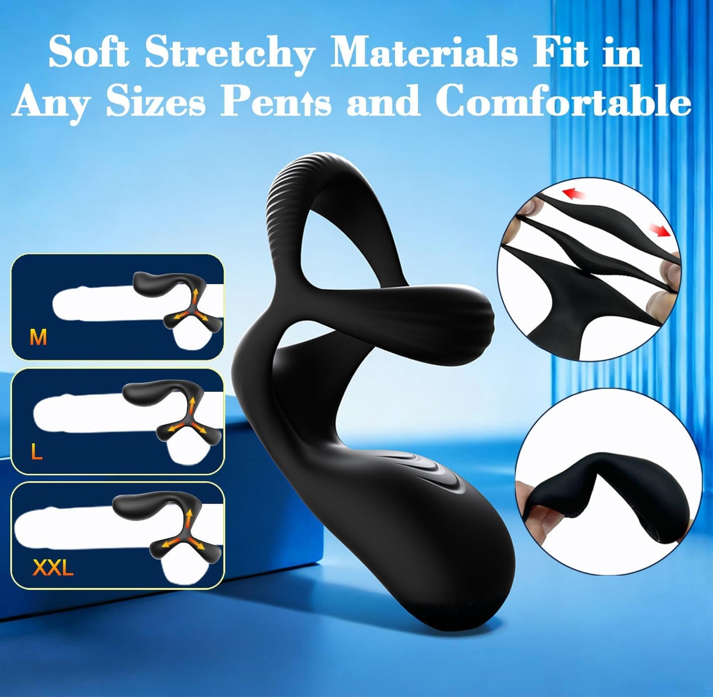 Triple-Ring Cock Ring Vibrator Stimulator with 10 Vibrations Modes