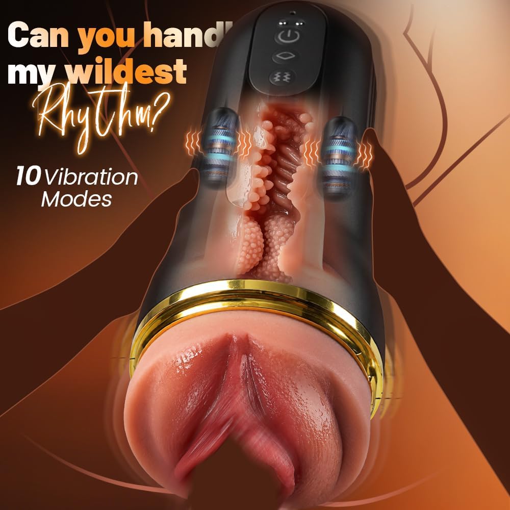 Realistic Penis Trainer Vibrator Stroker Blowjob Masturbator with 5 Sucking & Vibrating Modes