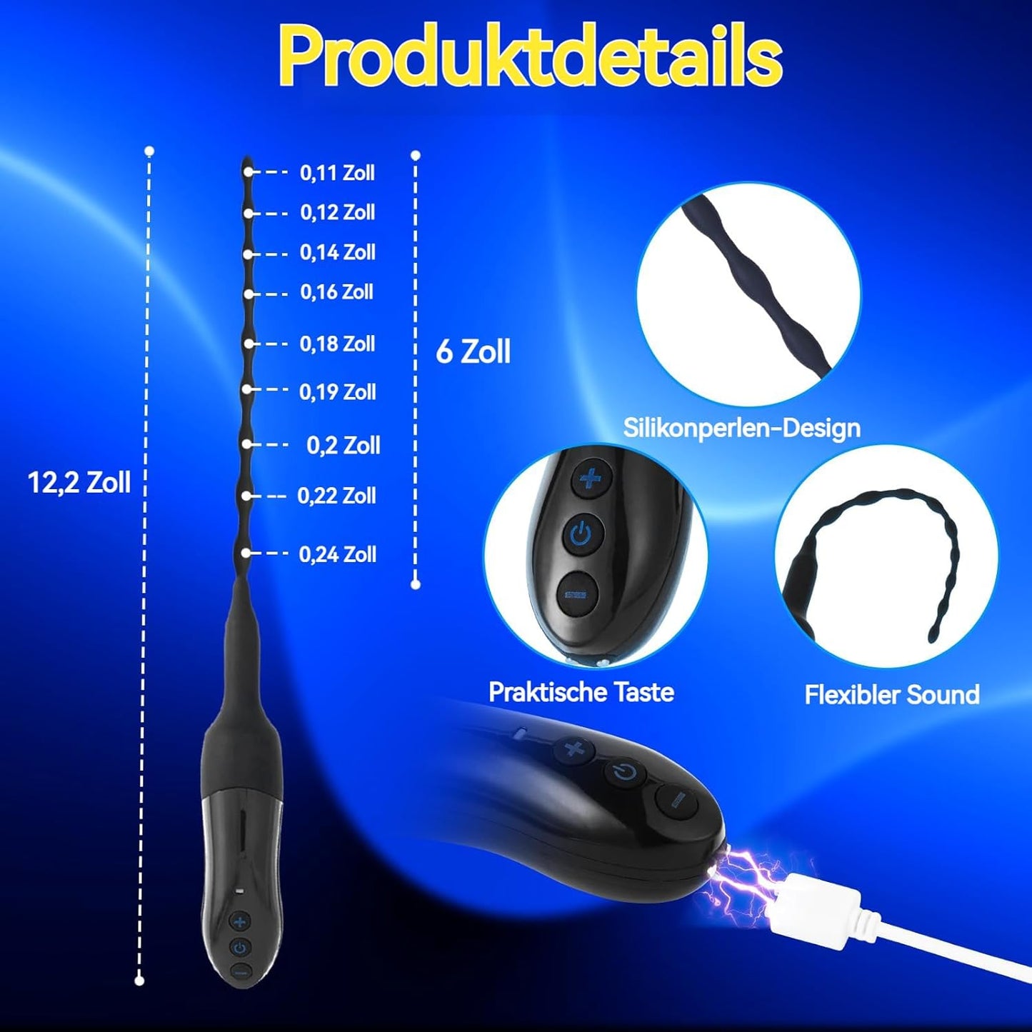 Urethral Dilators Penis Plug Trainer Vibrator Glans Stimulator with 20 Modes