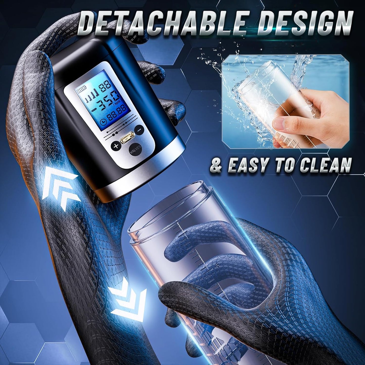 LED Digital Screen Electric Penis Pump Vacuum Extender with 4 Pressure Levels