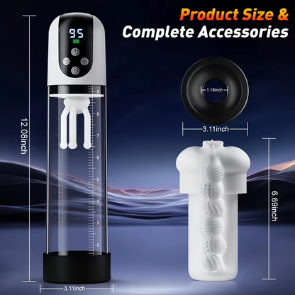 3 IN 1 Dick Enlarger Penis Pump Masturbator Glans Trainer with 5 Suction & 9 Vibration