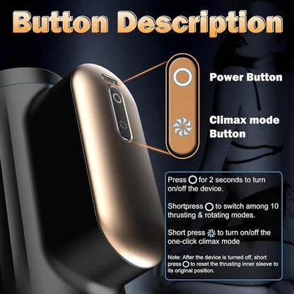 Automatic Masturbator Blowjob Stroker Penis Trainer with 10 Thrusting & Rotating Modes
