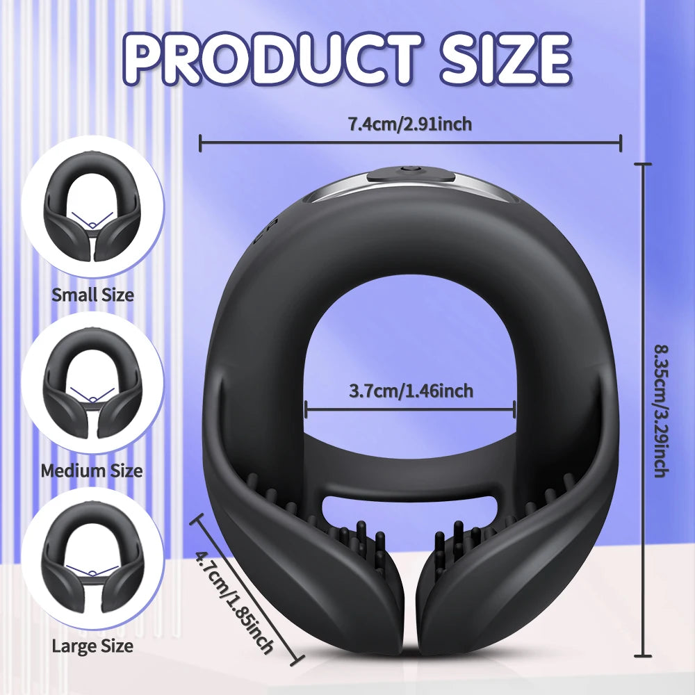 Penis Trainer Vibrator Cock Ring Testicle Stimulator with 10 Vibration Modes