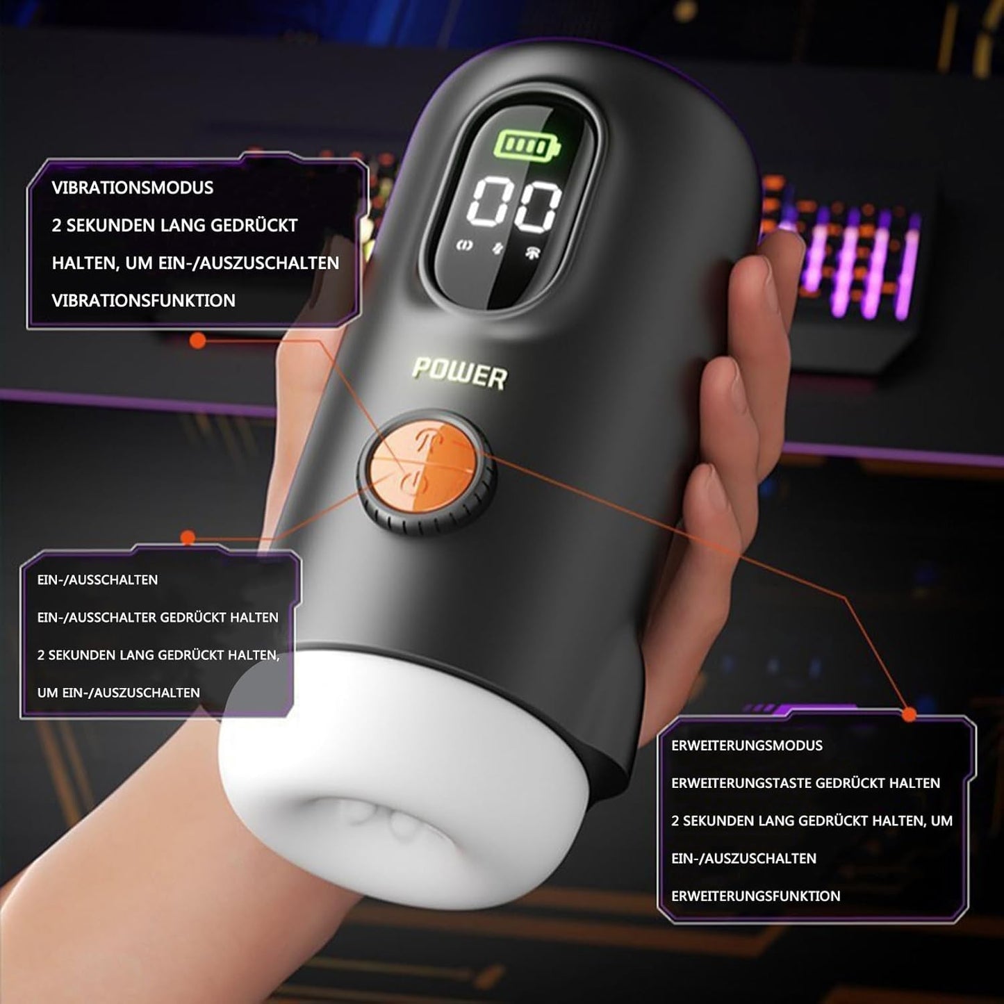 Automatic Masturbator Penis Trainer Blowjob Machine with 9 Vibration & Suction Modes