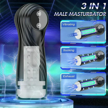 3 in 1 Automatic Male Masturbator Cup Blowjob with 7 Modes Sucking & Vibrating