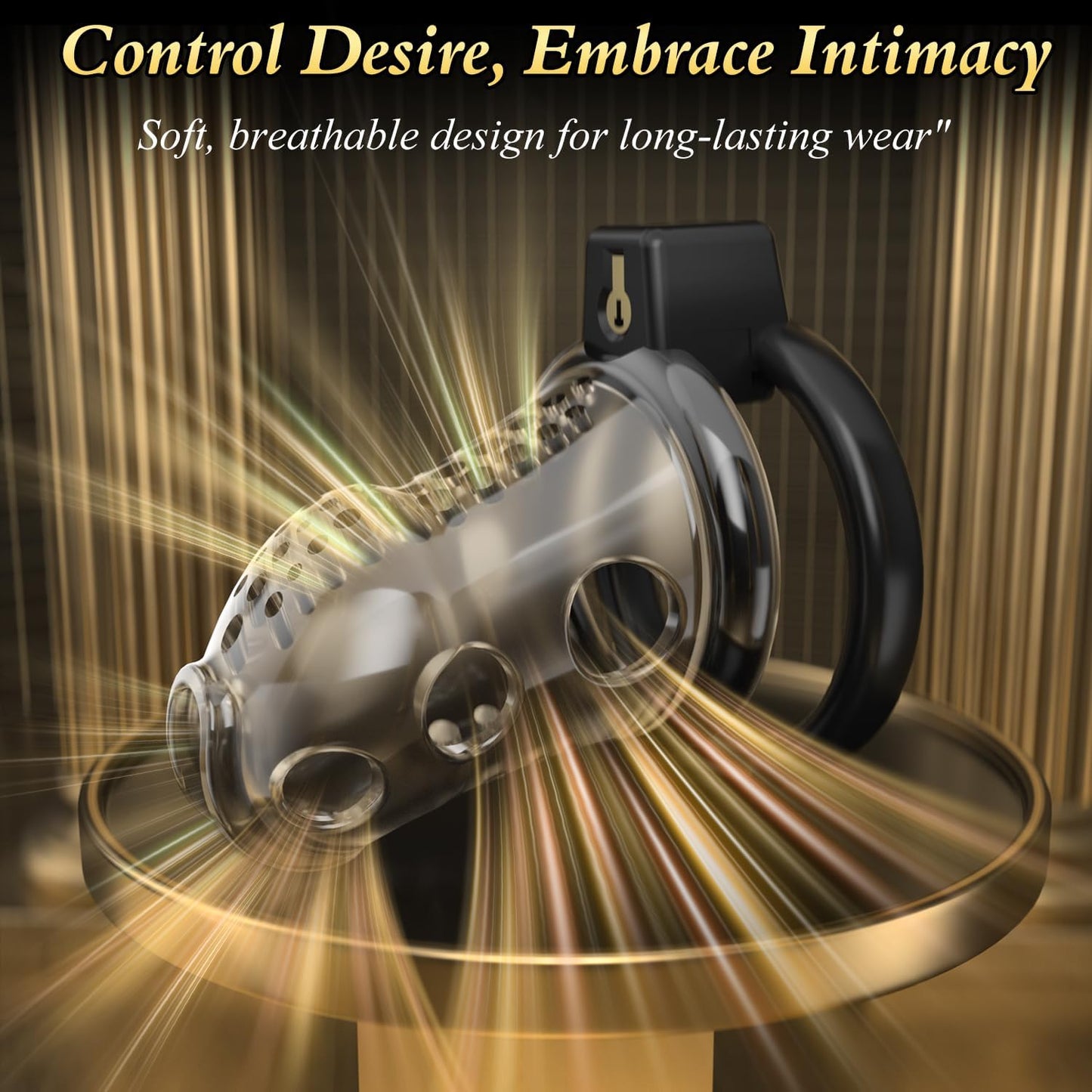 Adjustable Chastity Penis Cage Bondage Gear Device with 6 Sizes Rings