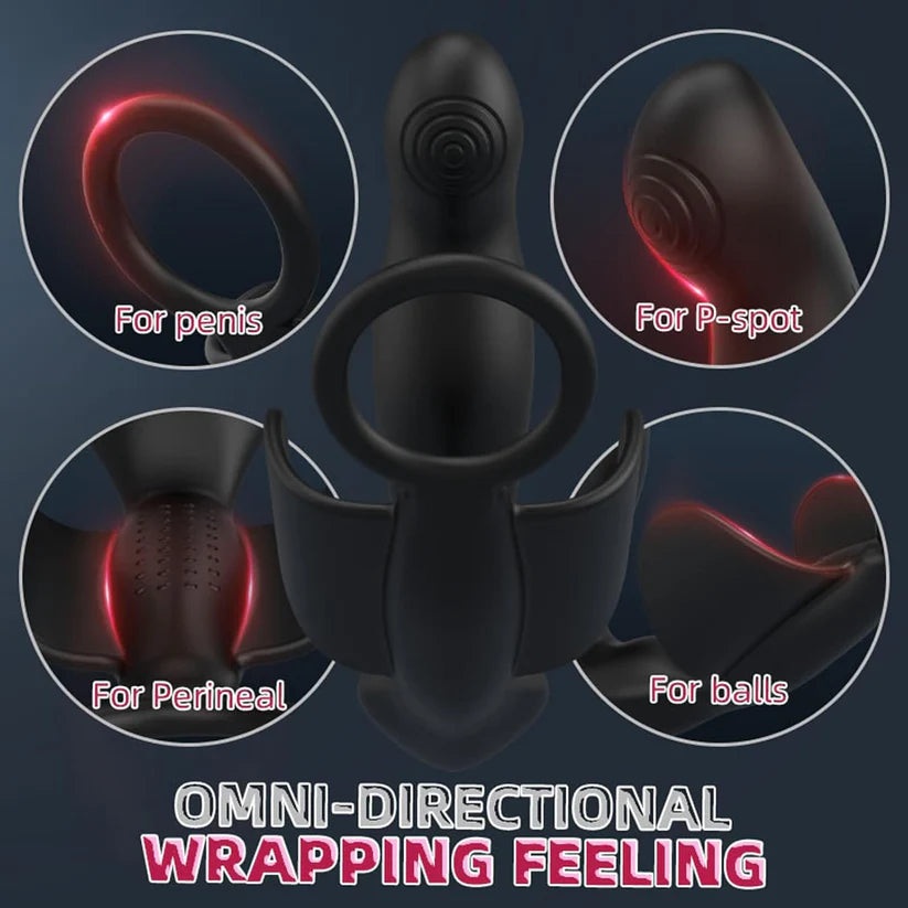 42℃ Heating Prostate Massager Anal Vibrator Penis Ring with 10 Vibration Modes