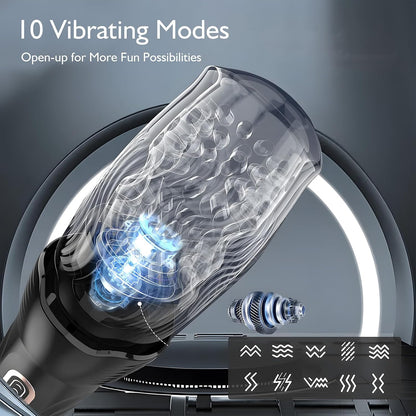 Oral Sex Masturbator Penis Trainer Vibrator with 10 Vibration and 5 Rotation Modes