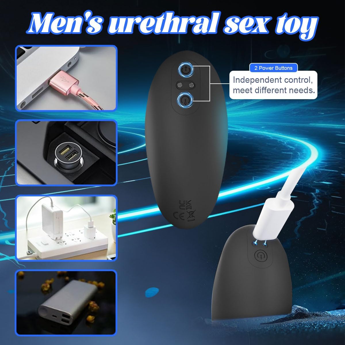 Electric Penis Trainer Dilator Urethral Vibrator Glans Stimulator with 10 Vibration Modes