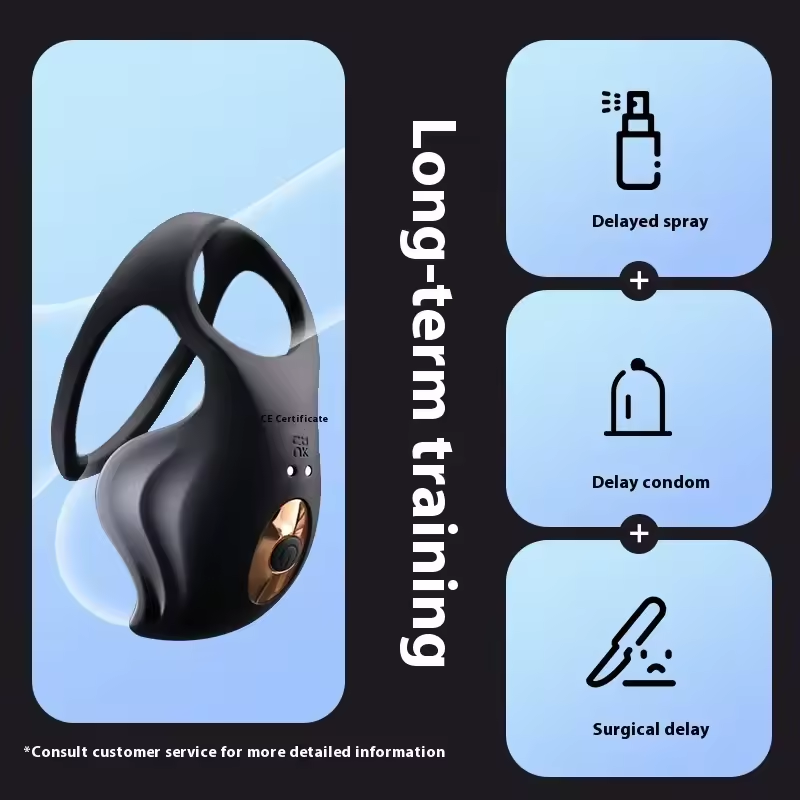 App-controlled Penis Ring Ejaculator Testicle Massage Glans Trainer with 10 Vibrations