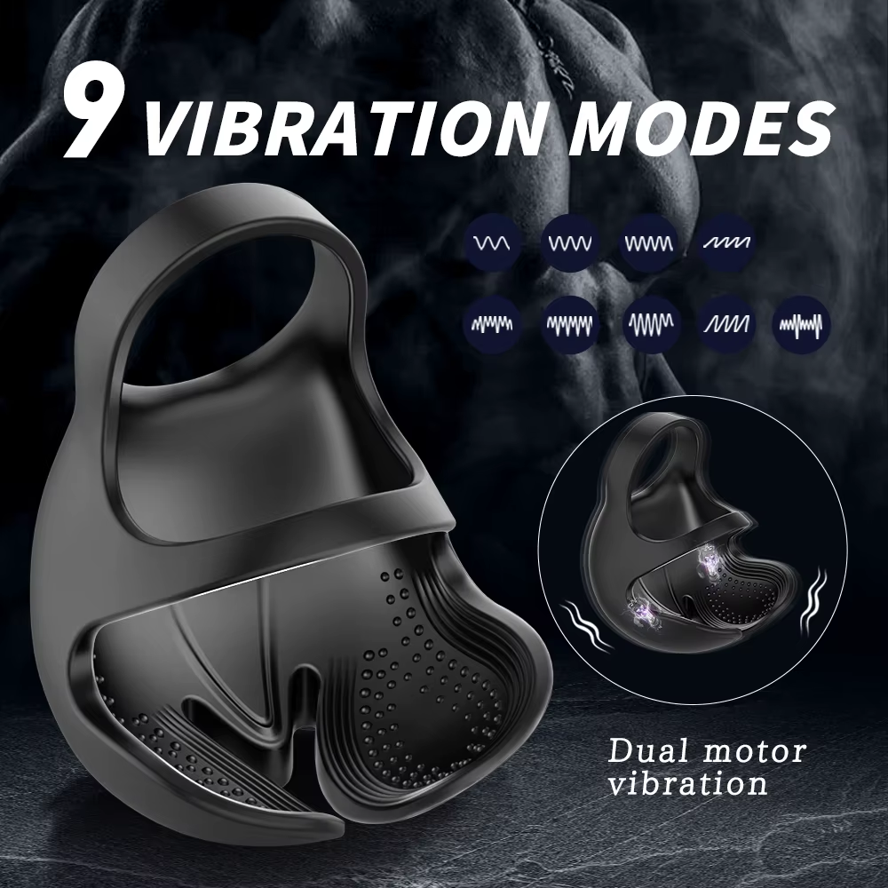 Penis Trainer Vibrator Cock Ring Glans Massager Masturbator with 9 Vibration Modes