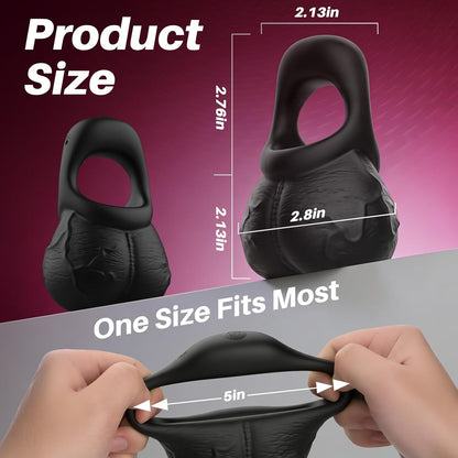 2 IN 1 Cock Ring & Balls Pouch Multifunctional Penis Trainer with 9 Vibration Modes