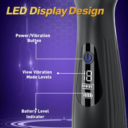 LED Display Penis Trainer Glans Vibrator Massager Masturbator with 10 Vibration Modes