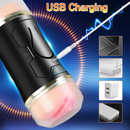 Open-Ended Realistic Automatic Masturbator Pocket Pussy with 10 Vibrating Modes