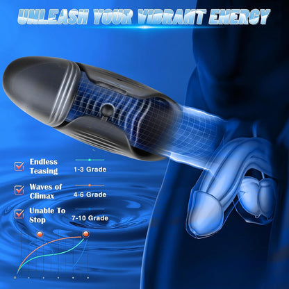 Electric Glans Trainer Penis Vibrator Stimulator with 9 Powerful Vibration Modes