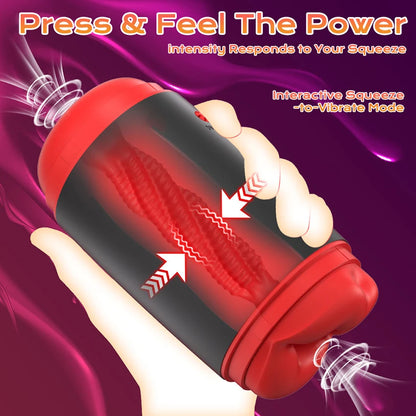 Electric Blowjob Pocket Pussy Masturbator with 9 Vibrations & Pressure Modes