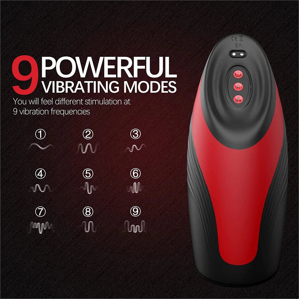 Electric Penis Trainer Vibrator Stroker with & 6 Suction & 9 Vibration Modes & Heating