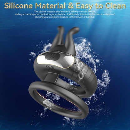 Double Penis Ring Trainer Vibrator Glans Stimulator with 10 Vibrations Modes