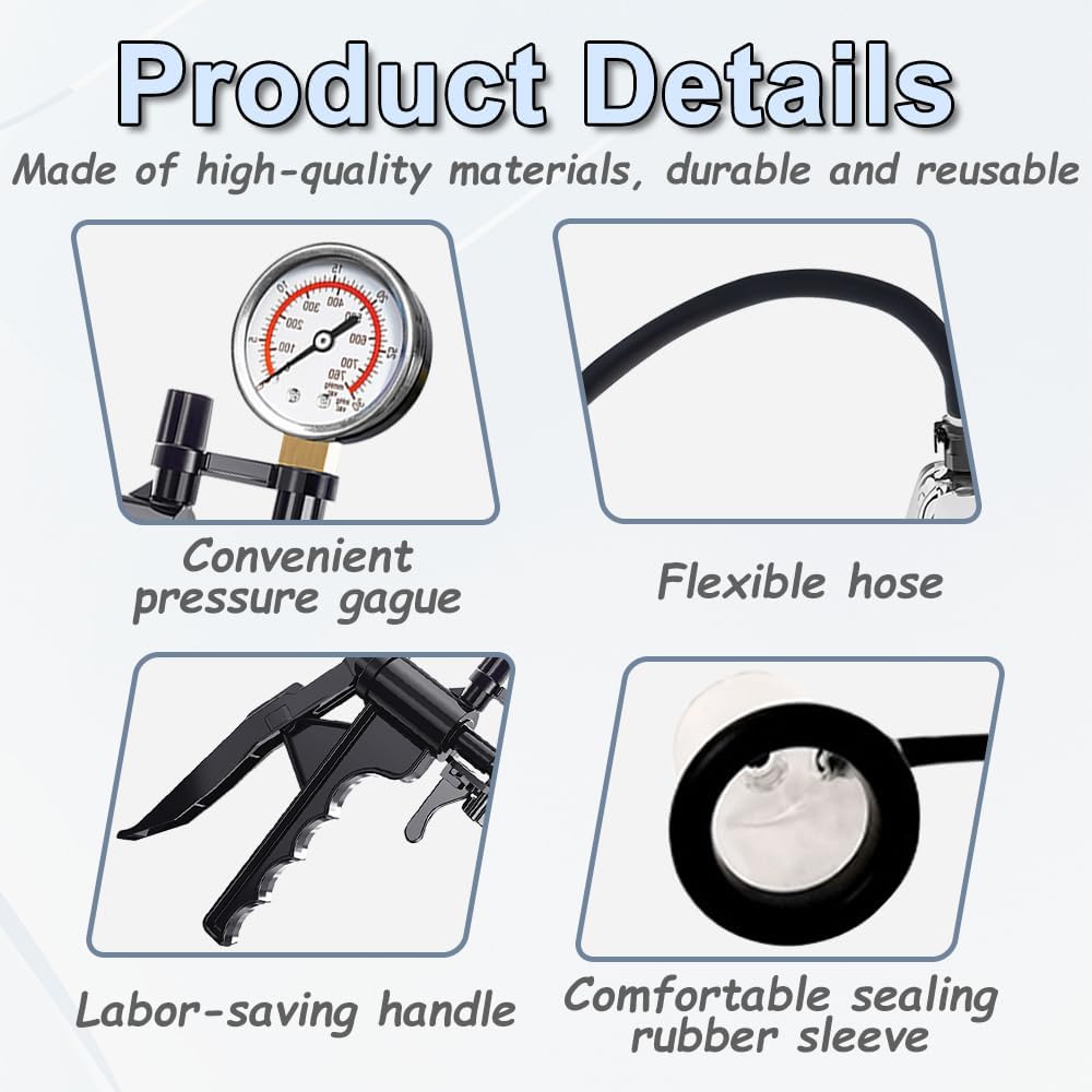 Penis Enlarger Kit Vacuum Pump Glans Trainer with 3 Rubber Sleeves & Manometer
