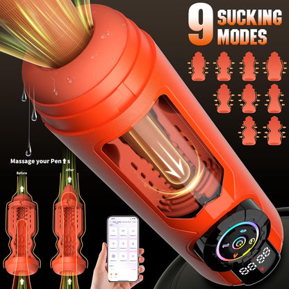 AI Interaction APP Control Masturbator Sex Machines Devices with 9 Vibrating & Licking & Thrusting & Suck Modes