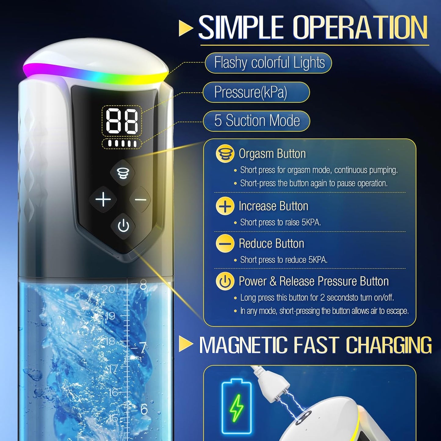 Electric Penis Massage Vacuum Pump Blowjob Masturbator with 5 Training Modes