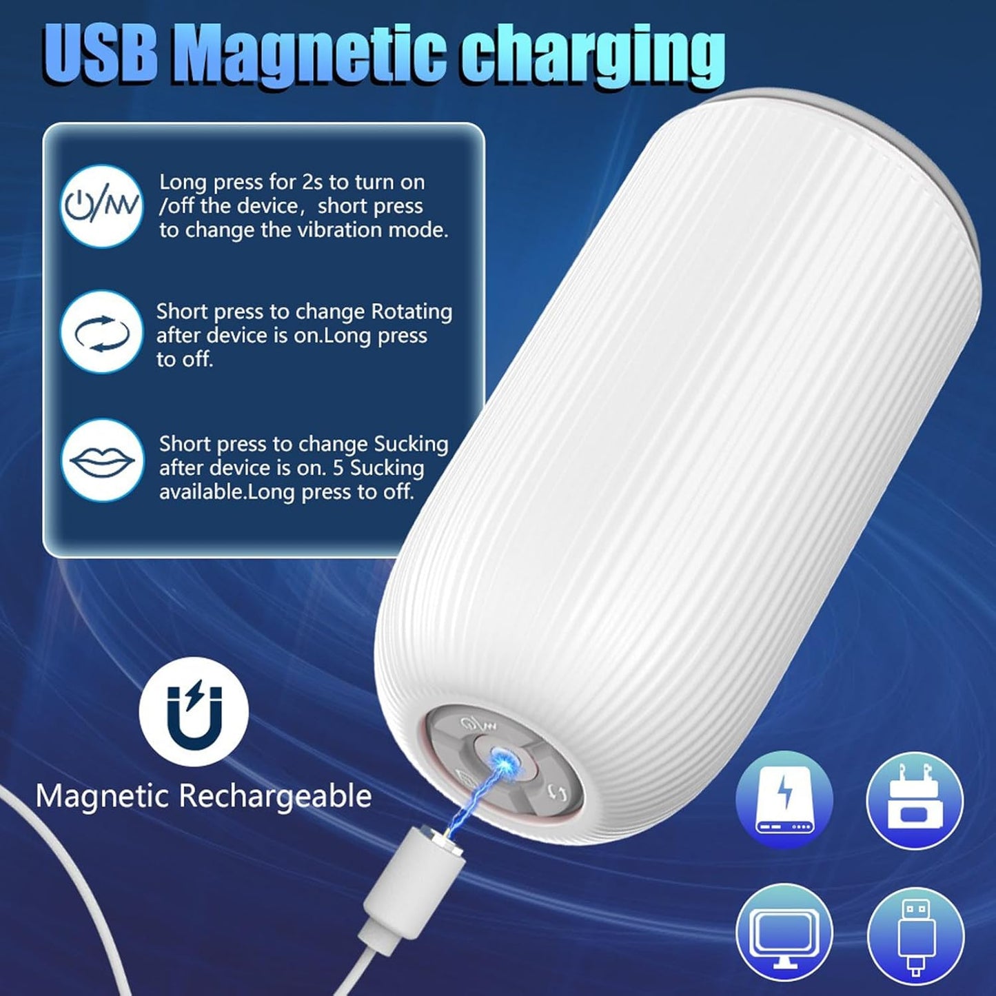 Electric Masturbator Penis Trainer with 10 Vibration & 5 Suction & 3 Rotation Modes