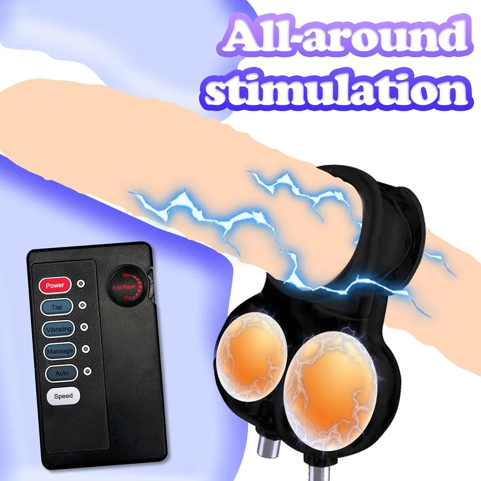 BDSM Testicle Wearable Cage Penis Trainer Sleeve with 9 Intensity Levels & 4 Modes