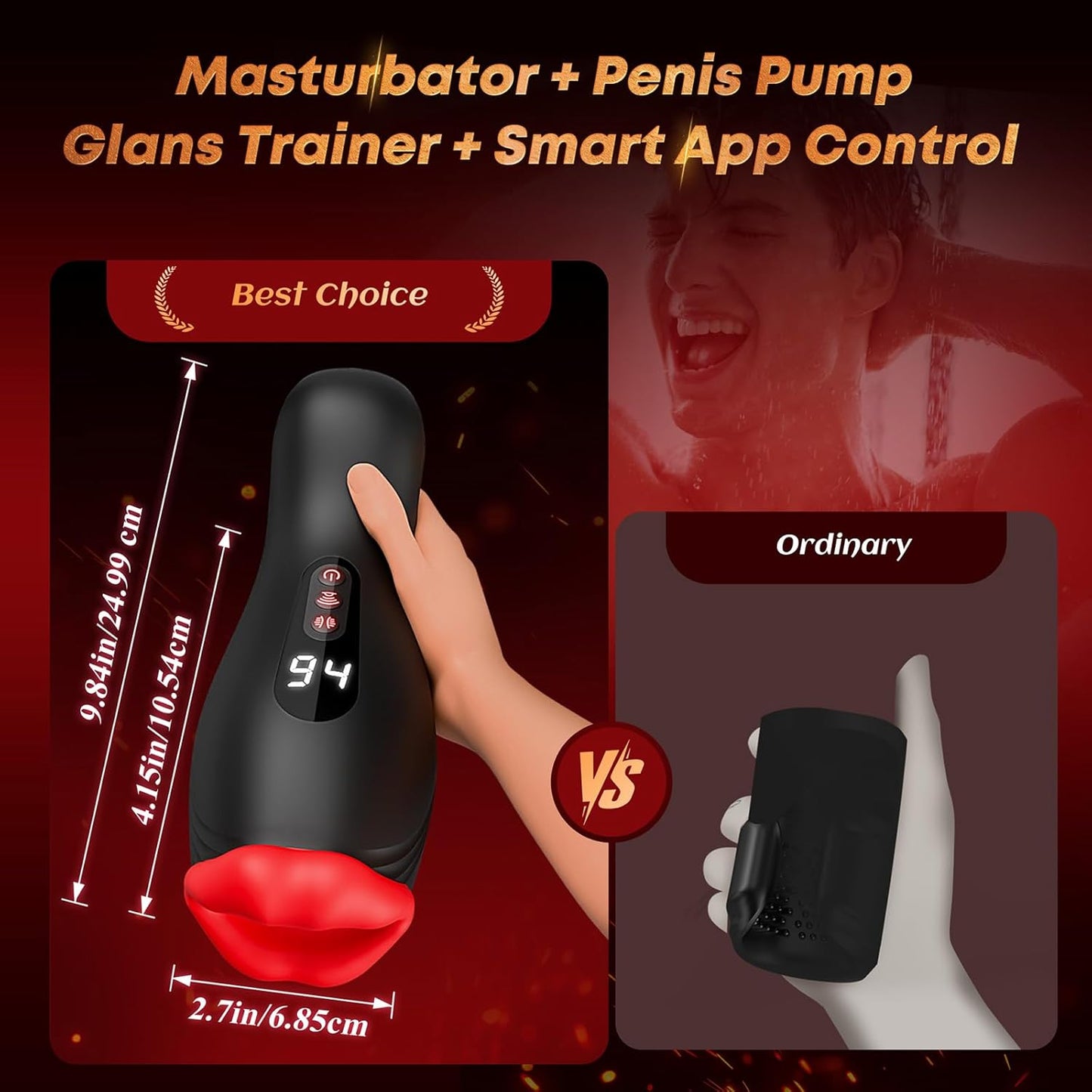 360°Stimulation Stroker Blowjob Sex Machine Masturbator with 4 Squeeze & 9 Vibrating Modes