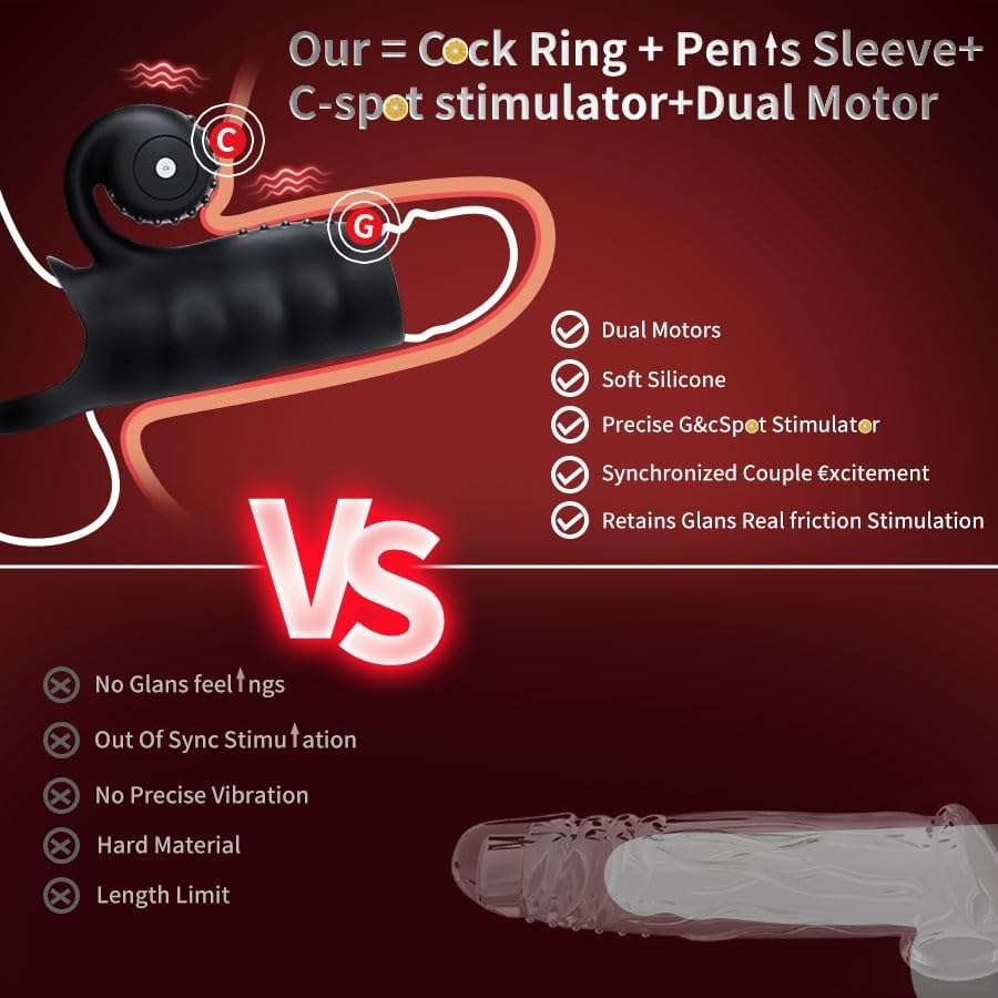 360° Resonance Double Locking Penis Trainer Vibrator Cock Ring with 10 Vibration Modes