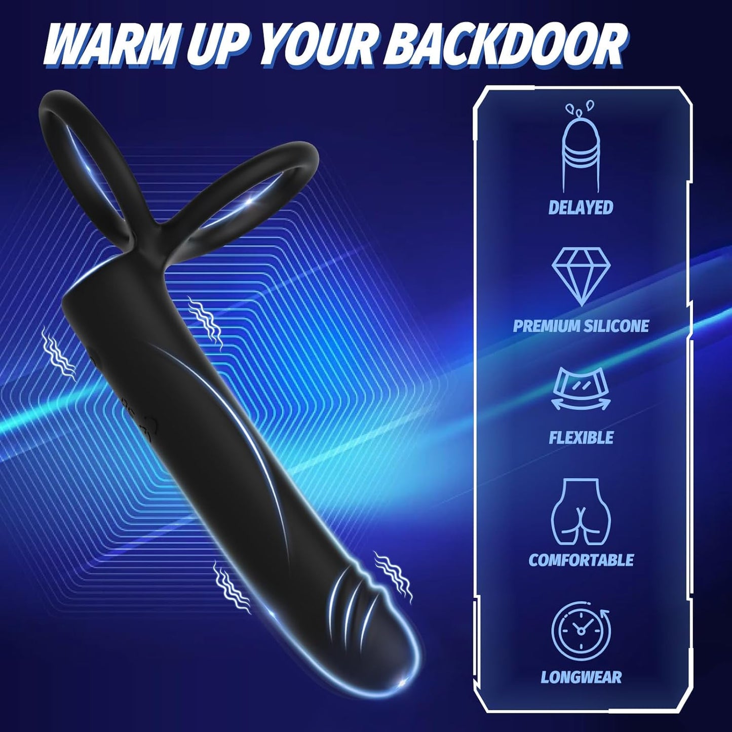 3 IN 1 Anal Dildo Vibrator Butt Plug with 10 Vibration Modes